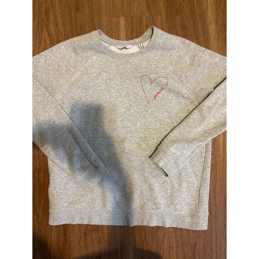 Peloton Gray Crewneck Sweatshirt with Pink Heart Outline